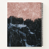 バラ金ゴールドピンクブラックマーブルグリッターダストモノグラム ノートブック (裏面)