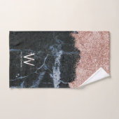 バラ金ゴールドピンクブラックマーブルグリッターダストモノグラム バスタオルセット (ハンドタオル)