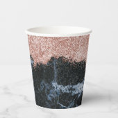バラ金ゴールドピンクブラックマーブルグリッター 紙コップ (正面)