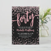 バラ金ゴールドピンクブラック40歳の誕生日 招待状 (スタンド正面)