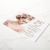 バラ金ゴールドピンクプリンセスキンセアニラバースデーパーティー 箔招待状 (回転した状態)