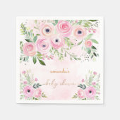 バラ金ゴールドピンクベビーシャワー スタンダードカクテルナプキン (正面)