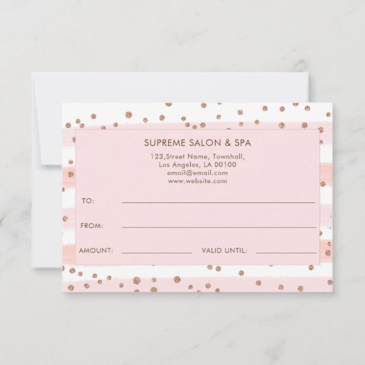 バラ金ゴールドピンクホワイトビジネスギフト証明書 (裏面)