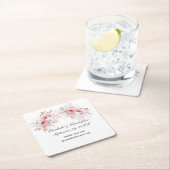 バラ金ゴールドピンクホワイトフローラ結婚トレンディー スクエアペーパーコースター (インサイチュ)