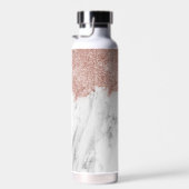 バラ金ゴールドピンクホワイトマーブルグリッターダストモノグラム ウォーターボトル (右面)