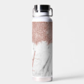 バラ金ゴールドピンクホワイトマーブルグリッターダストモノグラム ウォーターボトル (背面)