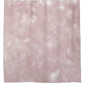 バラ金ゴールドピンクボタニカルトロピカルパーム葉ツリー シャワーカーテン (正面)