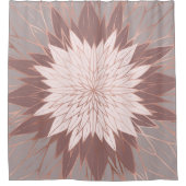 バラ金ゴールドピンクマウベ手描きフラワーアート シャワーカーテン (正面)