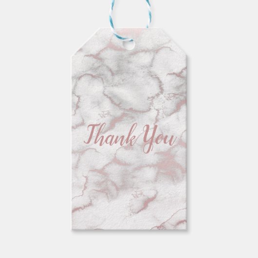 バラ金ゴールドピンクマーブルシモダンックトレンディーパーティー ギフトタグ (正面)