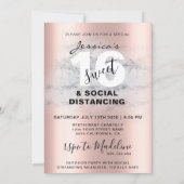 バラ金ゴールドピンクマーブルスイート16誕生日フォトシック 招待状 (裏面)