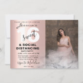 バラ金ゴールドピンクマーブルスイート16誕生日フォトシック 招待状 (正面)