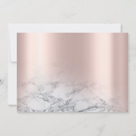 バラ金ゴールドピンクマーブルスイート16誕生日フォトシック 招待状 (裏面)