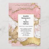 バラ金ゴールドピンクマーブル抽象芸術結婚ズ 招待状 (正面/裏面)