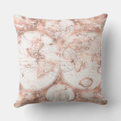 バラ金ゴールドピンクメタルグリッターアンティークワールドマップ クッション (裏面)
