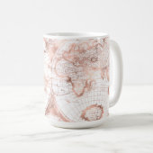 バラ金ゴールドピンクメタルグリッターアンティークワールドマップ コーヒーマグカップ (正面右)