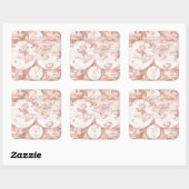 バラ金ゴールドピンクメタルグリッターアンティークワールドマップ スクエアシール (シート)