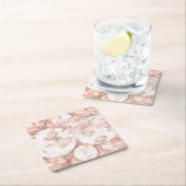 バラ金ゴールドピンクメタルグリッターアンティークワールドマップ スクエアペーパーコースター (インサイチュ)