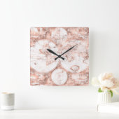 バラ金ゴールドピンクメタルグリッターアンティークワールドマップ スクエア壁時計 (ホーム)