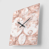 バラ金ゴールドピンクメタルグリッターアンティークワールドマップ スクエア壁時計 (傾斜)