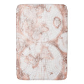 バラ金ゴールドピンクメタルグリッターアンティークワールドマップ バスマット (正面縦)