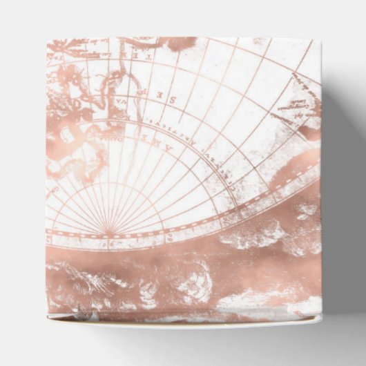 バラ金ゴールドピンクメタルグリッターアンティークワールドマップ フェイバーボックス (上部)