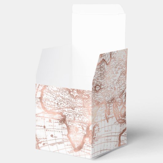 バラ金ゴールドピンクメタルグリッターアンティークワールドマップ フェイバーボックス (オープン)