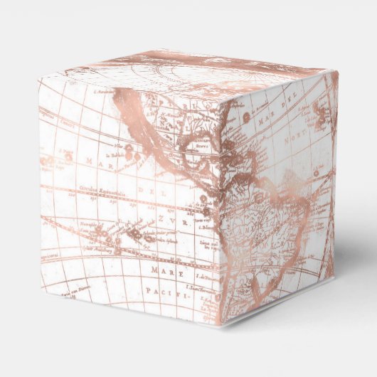 バラ金ゴールドピンクメタルグリッターアンティークワールドマップ フェイバーボックス (裏面サイド)