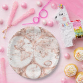 バラ金ゴールドピンクメタルグリッターアンティークワールドマップ ペーパープレート (パーティー)