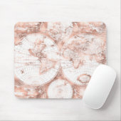 バラ金ゴールドピンクメタルグリッターアンティークワールドマップ マウスパッド (マウス)
