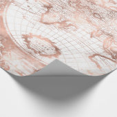 バラ金ゴールドピンクメタルグリッターアンティークワールドマップ ラッピングペーパー (コーナー)