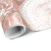 バラ金ゴールドピンクメタルグリッターアンティークワールドマップ ラッピングペーパー (ロールコーナー)