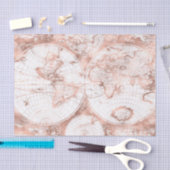 バラ金ゴールドピンクメタルグリッターアンティークワールドマップ 薄葉紙 (クラフト)