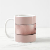 バラ金ゴールドピンクメタルモノグラムイニシャル エレガント コーヒーマグカップ (左)