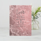 バラ金ゴールドピンクモダングラムマーブルブライダルシャワー 招待状 (スタンド正面)