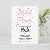 バラ金ゴールドピンクモダンスクリプトブライダルシャワー 招待状 (スタンド正面)