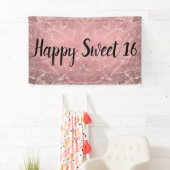 バラ金ゴールドピンクモダントレンディー大理石パーティーバナー 横断幕 (インサイチュ)