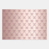 バラ金ゴールドピンクモノグラム名の誕生日 ラッピングペーパーシート (正面)