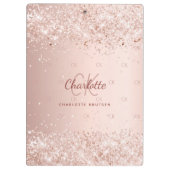 バラ金ゴールドピンクモノグラム文字 クリップボード (裏面)