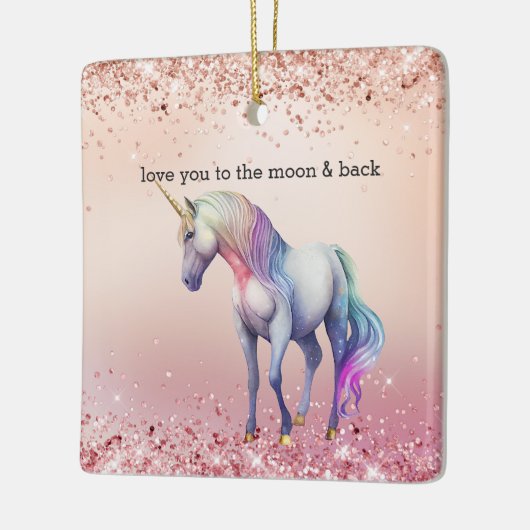 バラ金ゴールドピンクユニコーンスパークル セラミックオーナメント (左)