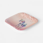 バラ金ゴールドピンクユニコーンスパークル ペーパープレート (傾斜あり)