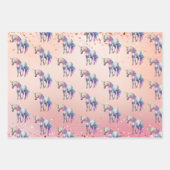 バラ金ゴールドピンクユニコーンスパークル ラッピングペーパーシート (正面)