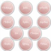 バラ金ゴールドピンクラウンドサークル個々の名前の好意 シール (正面)