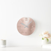 バラ金ゴールドピンクローズグリッターミニマル赤面 ラウンド壁時計 (ホーム)