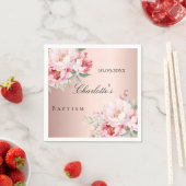 バラ金ゴールドピンクローズ花模様エレガント洗礼 スタンダードカクテルナプキン (インサイチュ)