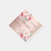 バラ金ゴールドピンクローズ花模様エレガント洗礼 スタンダードカクテルナプキン (角)
