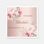 バラ金ゴールドピンクローズ花模様確認 スタンダードカクテルナプキン (正面)