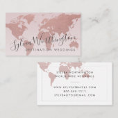 バラ金ゴールドピンクワールドマップトラベル 名刺 (正面/裏面)