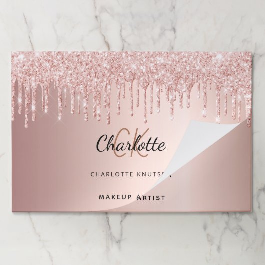 バラ金ゴールドピンク事業紙ランチョンマット ペーパーパッド (折り畳み)