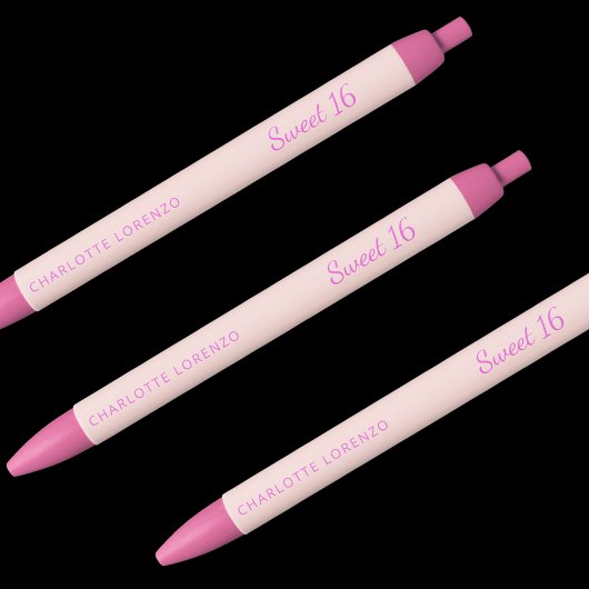 バラ金ゴールドピンク名Sweet 16 黒ボールペン