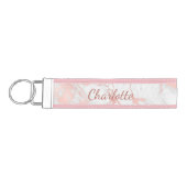 バラ金ゴールドピンク大理石モノグラム名 リストバンドキーホルダー (鍵左)